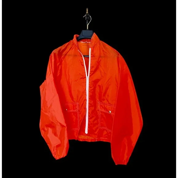 Vintage 60's Surf Jockey Orange Windbreaker Zip Up Jacket Talon Zipper Large - Picture 1 of 9